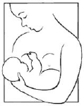 Line art of mother breast feeding